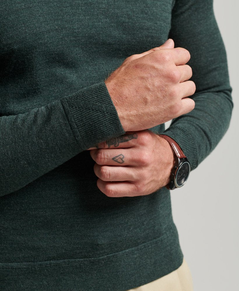 SUPERDRY STUDIOS MERINO CREW - GREEN MARL