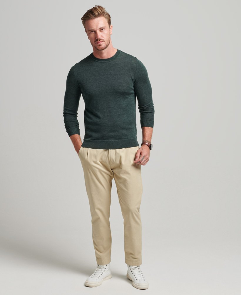 SUPERDRY STUDIOS MERINO CREW - GREEN MARL