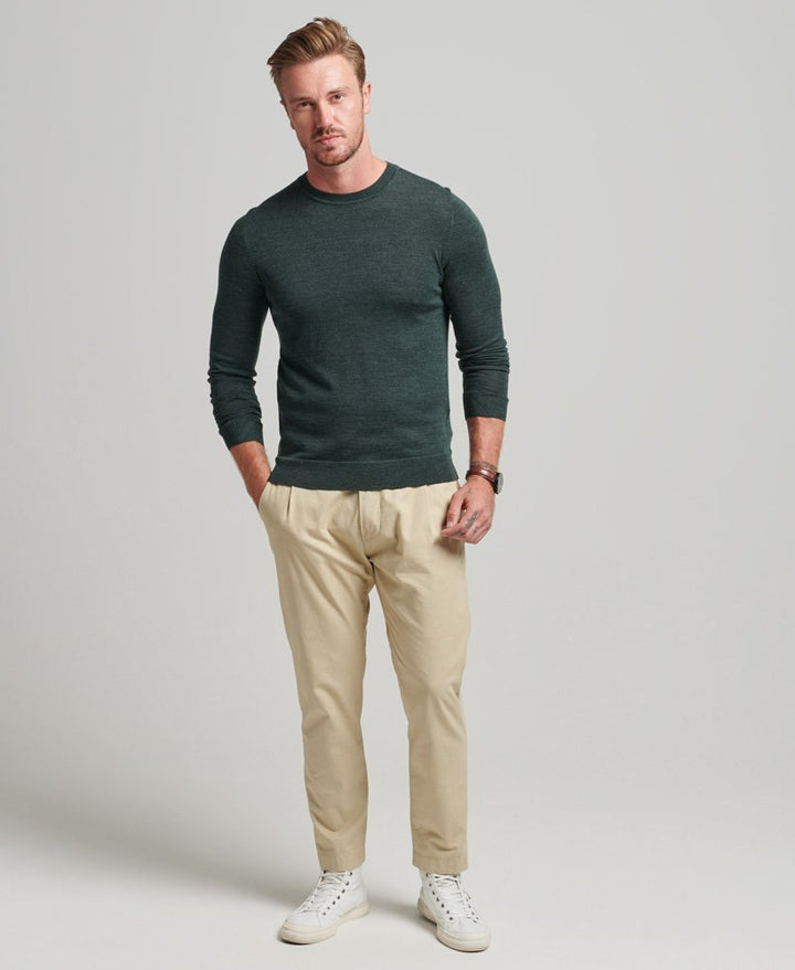 SUPERDRY STUDIOS MERINO CREW - GREEN MARL