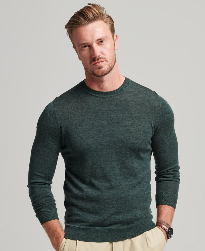 SUPERDRY STUDIOS MERINO CREW - GREEN MARL