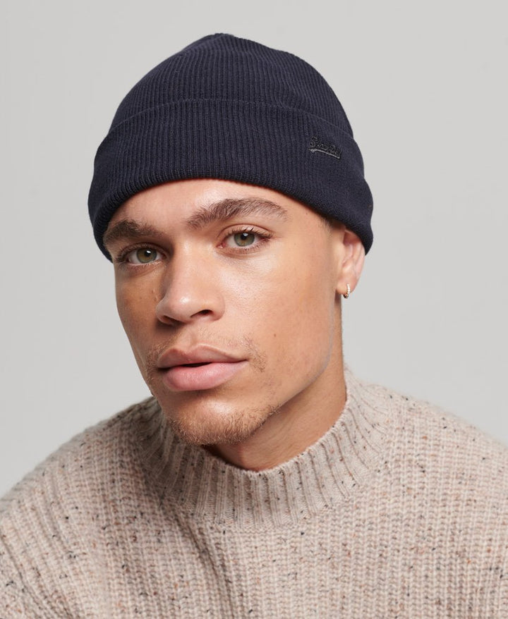 SUPERDRY VIN LOGO BEANIE - NAVY