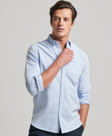 SUPERDRY COTTON LS OXFORD SHIRT - BLUE