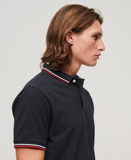 SUPERDRY VIN TIPPED POLO - DARK NAVY/RED