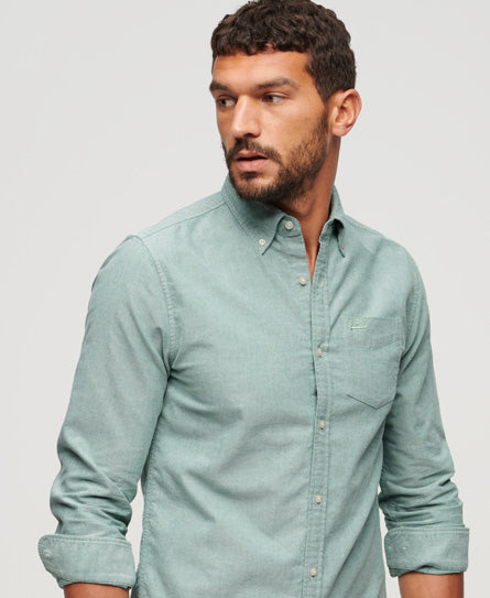 SUPERDRY COTTON LS OXFORD SHIRT - GREEN