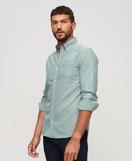 SUPERDRY COTTON LS OXFORD SHIRT - GREEN