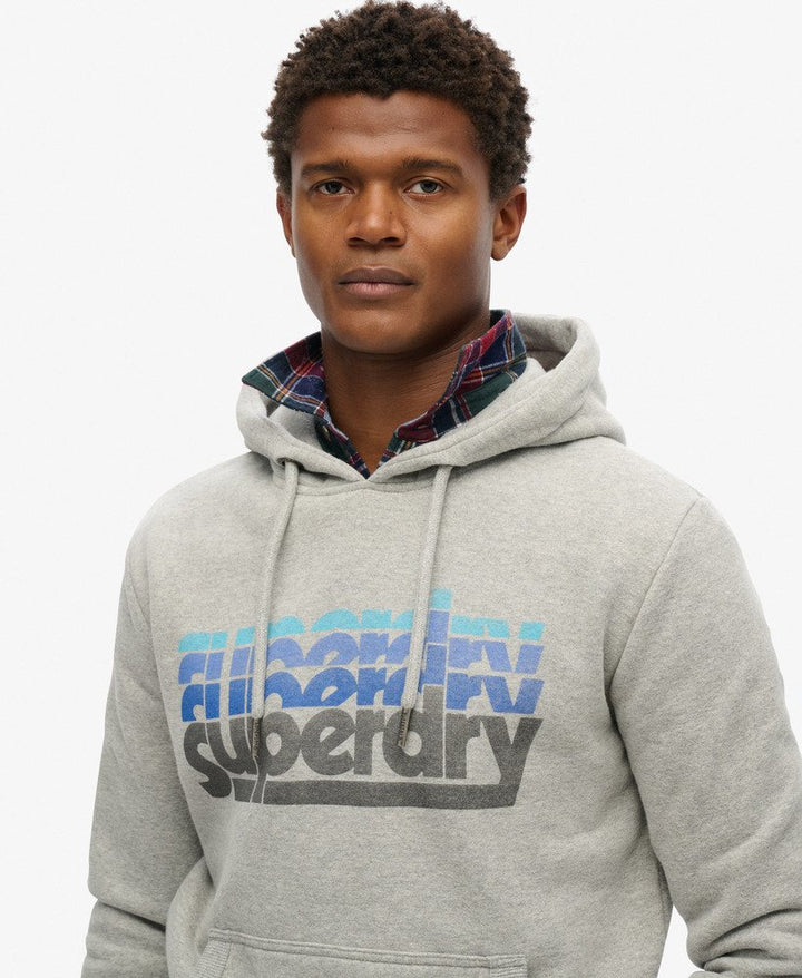 SUPERDRY STACKED HOOD - GREY MARL