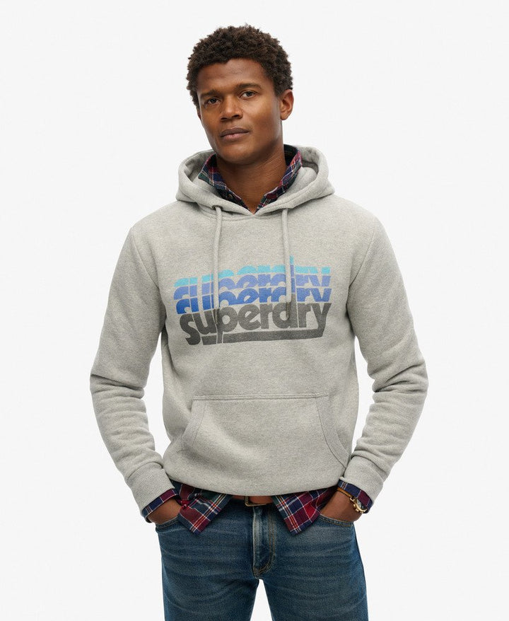 SUPERDRY STACKED HOOD - GREY MARL