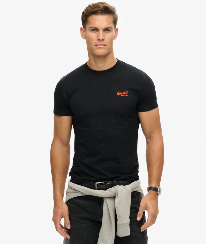 SUPERDRY ESS LOGO EMB TEE - BLACK/HAZARD