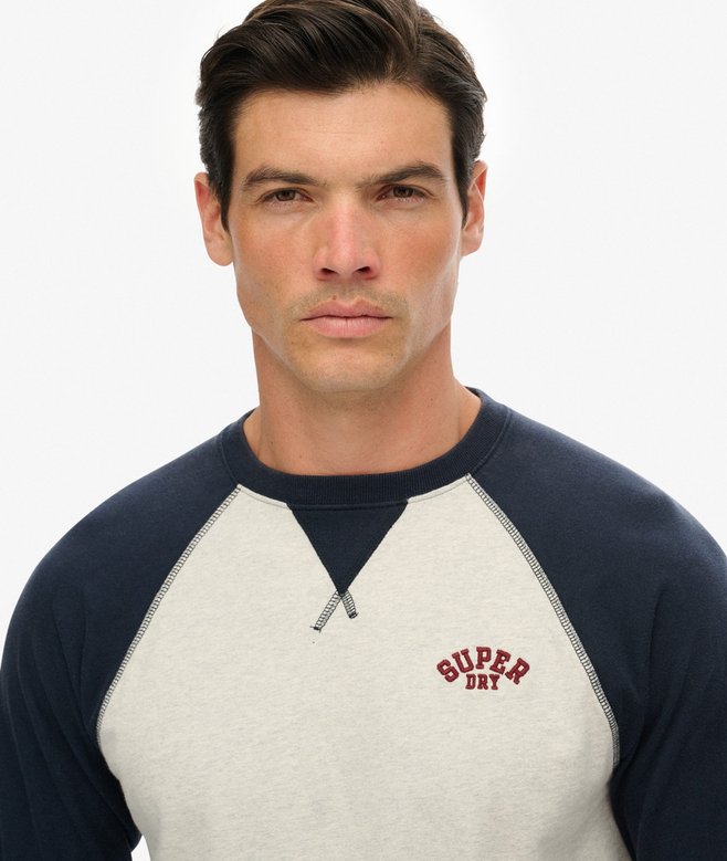 SUPERDRY VIN ATH BASEBALL TOP - GREY/NAV