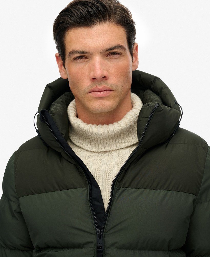 SUPERDRY COLOURBLOCK HOODED PUFFER
