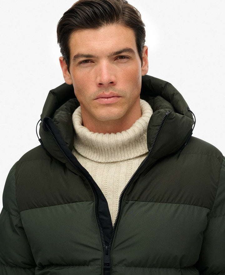 SUPERDRY COLOURBLOCK HOODED PUFFER