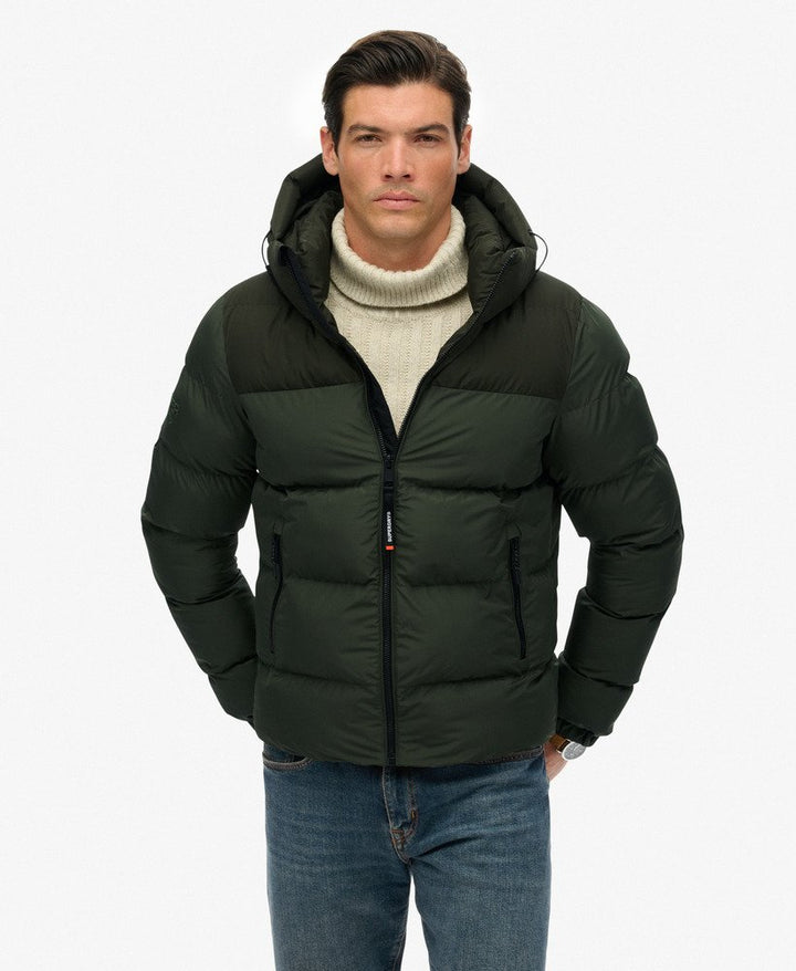 SUPERDRY COLOURBLOCK HOODED PUFFER
