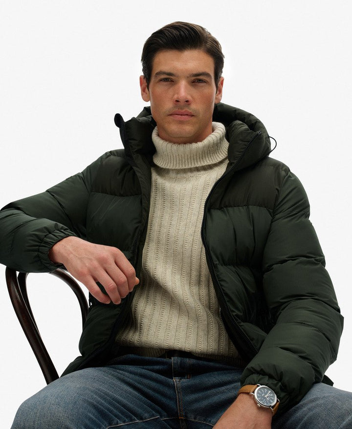 SUPERDRY COLOURBLOCK HOODED PUFFER
