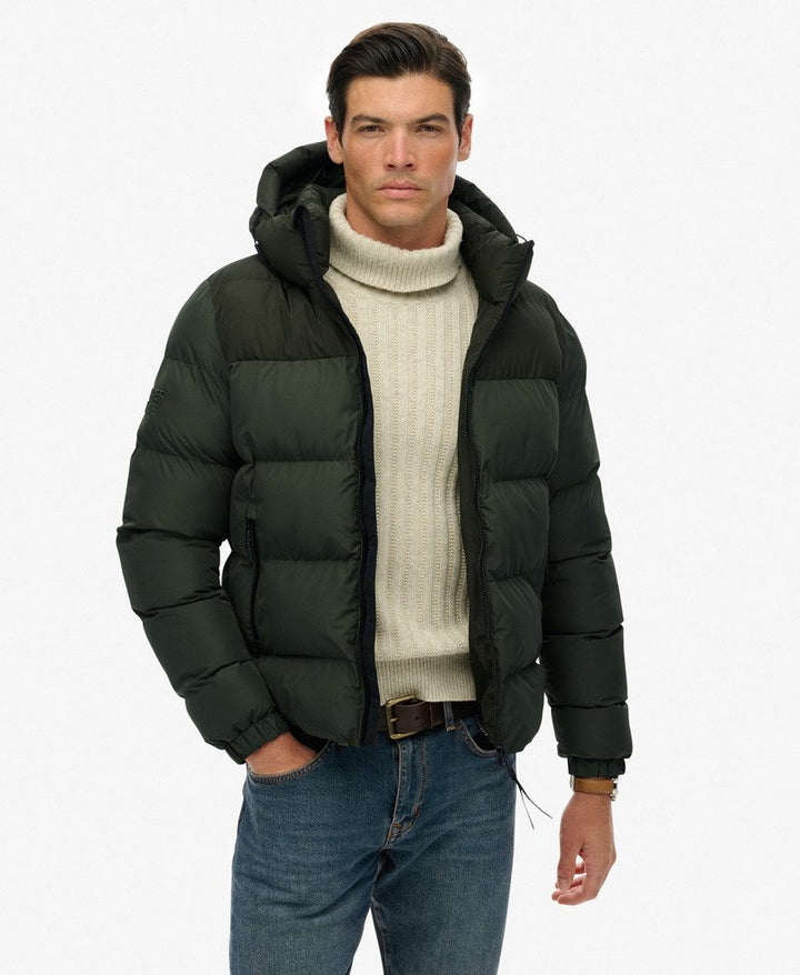 SUPERDRY COLOURBLOCK HOODED PUFFER