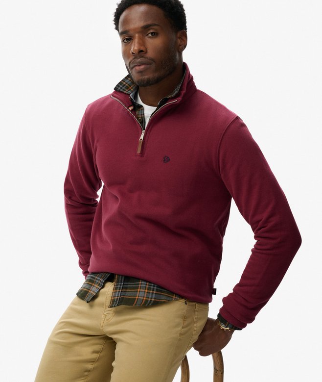 SUPERDRY PREPPY 1/2 JUMPER - PORT RED