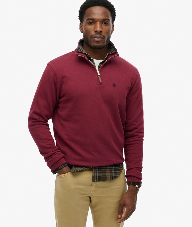 SUPERDRY PREPPY 1/2 JUMPER - PORT RED