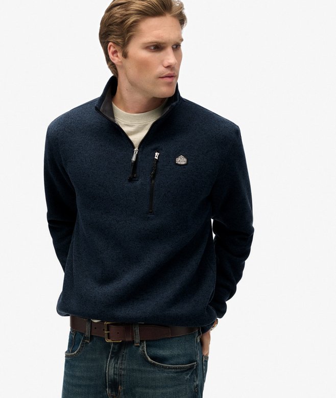 SUPERDRY STORM FLEECE 1/2 JUMPER - NAVY
