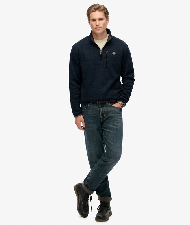 SUPERDRY STORM FLEECE 1/2 JUMPER - NAVY
