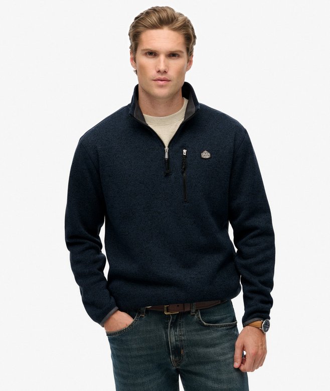 SUPERDRY STORM FLEECE 1/2 JUMPER - NAVY