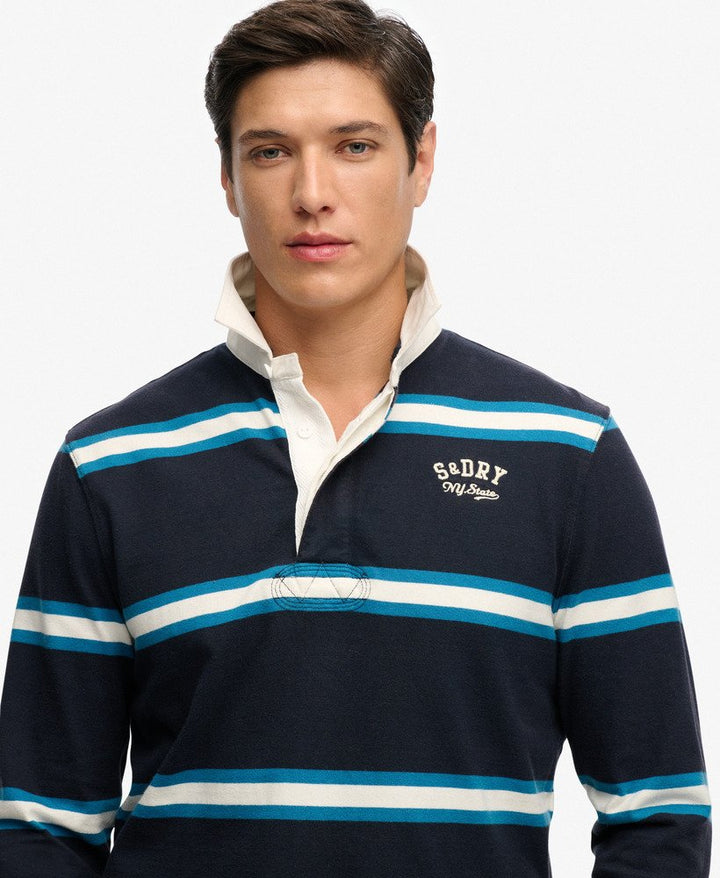 SUPERDRY VIN ATHLETIC STRIPE RUGBY - NAVY