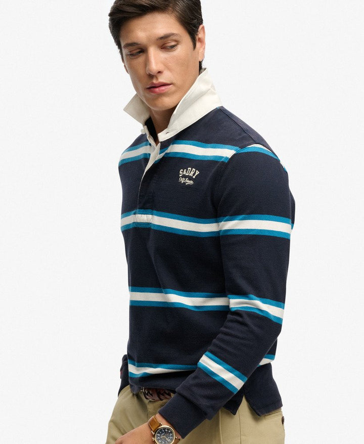 SUPERDRY VIN ATHLETIC STRIPE RUGBY - NAVY