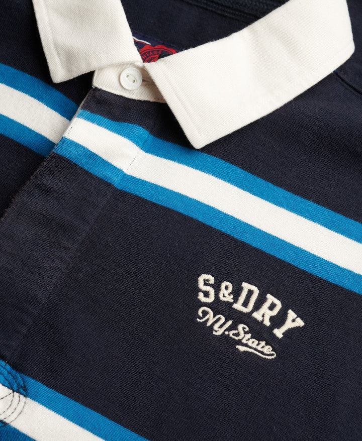 SUPERDRY VIN ATHLETIC STRIPE RUGBY - NAVY