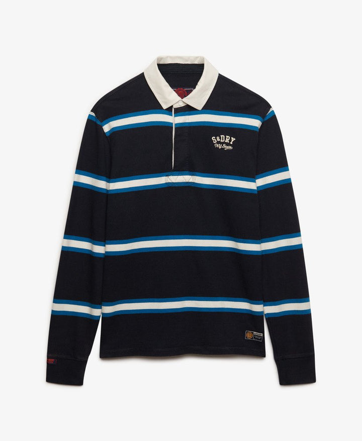 SUPERDRY VIN ATHLETIC STRIPE RUGBY - NAVY