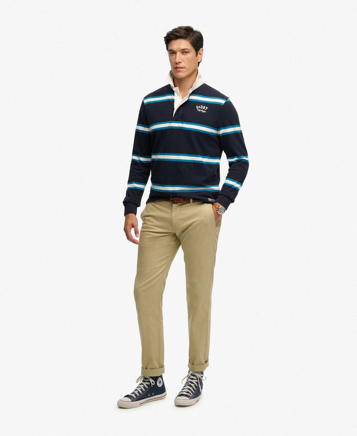SUPERDRY VIN ATHLETIC STRIPE RUGBY - NAVY