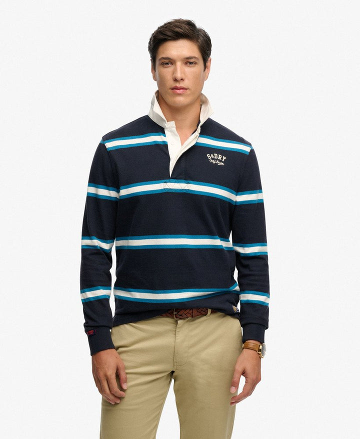SUPERDRY VIN ATHLETIC STRIPE RUGBY - NAVY