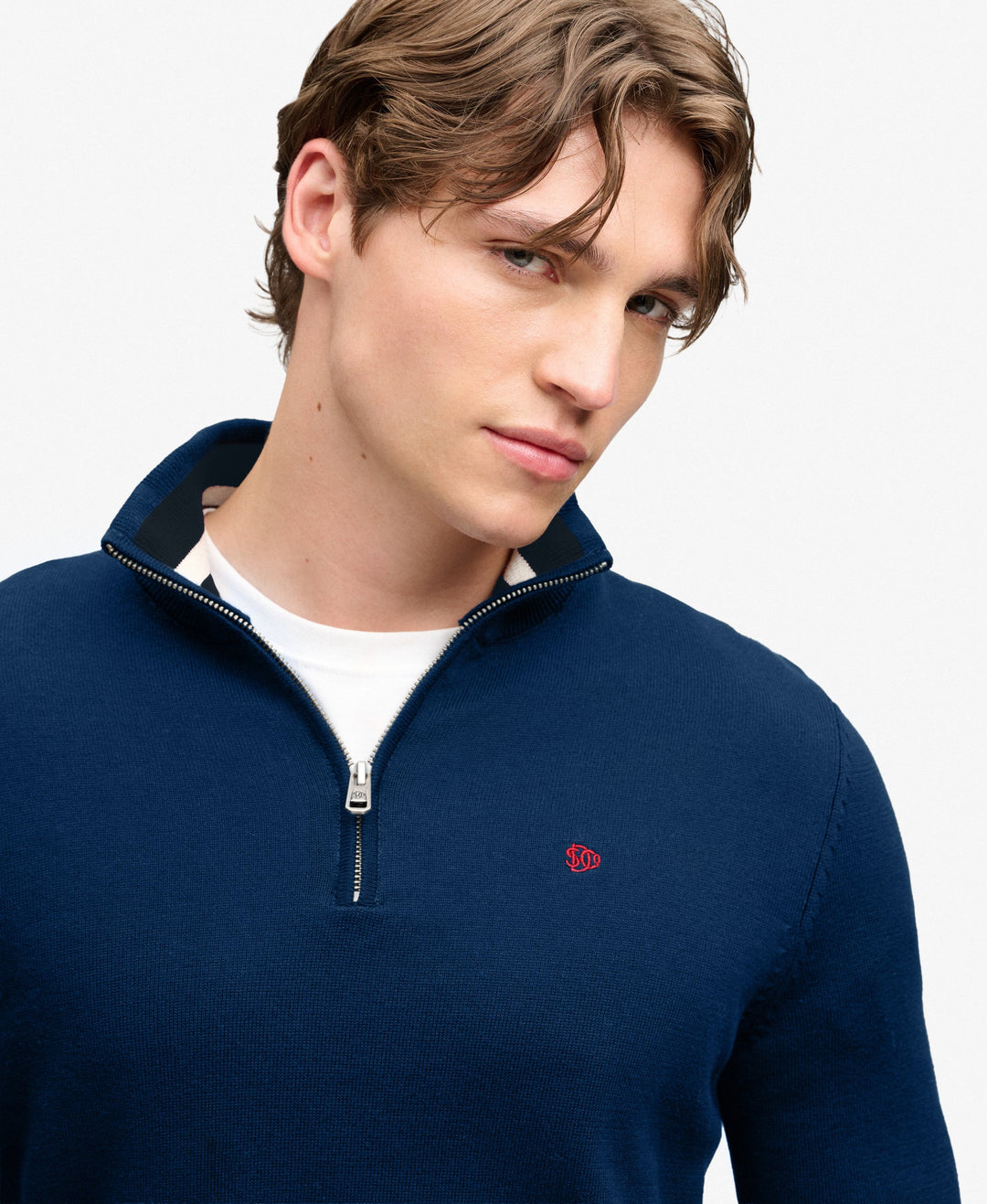 SUPERDRY PREP ESS COTTON 1/2 ZIP - PILOT