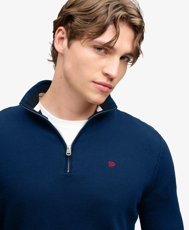 SUPERDRY PREP ESS COTTON 1/2 ZIP - PILOT