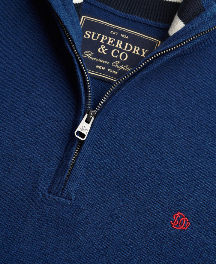 SUPERDRY PREP ESS COTTON 1/2 ZIP - PILOT
