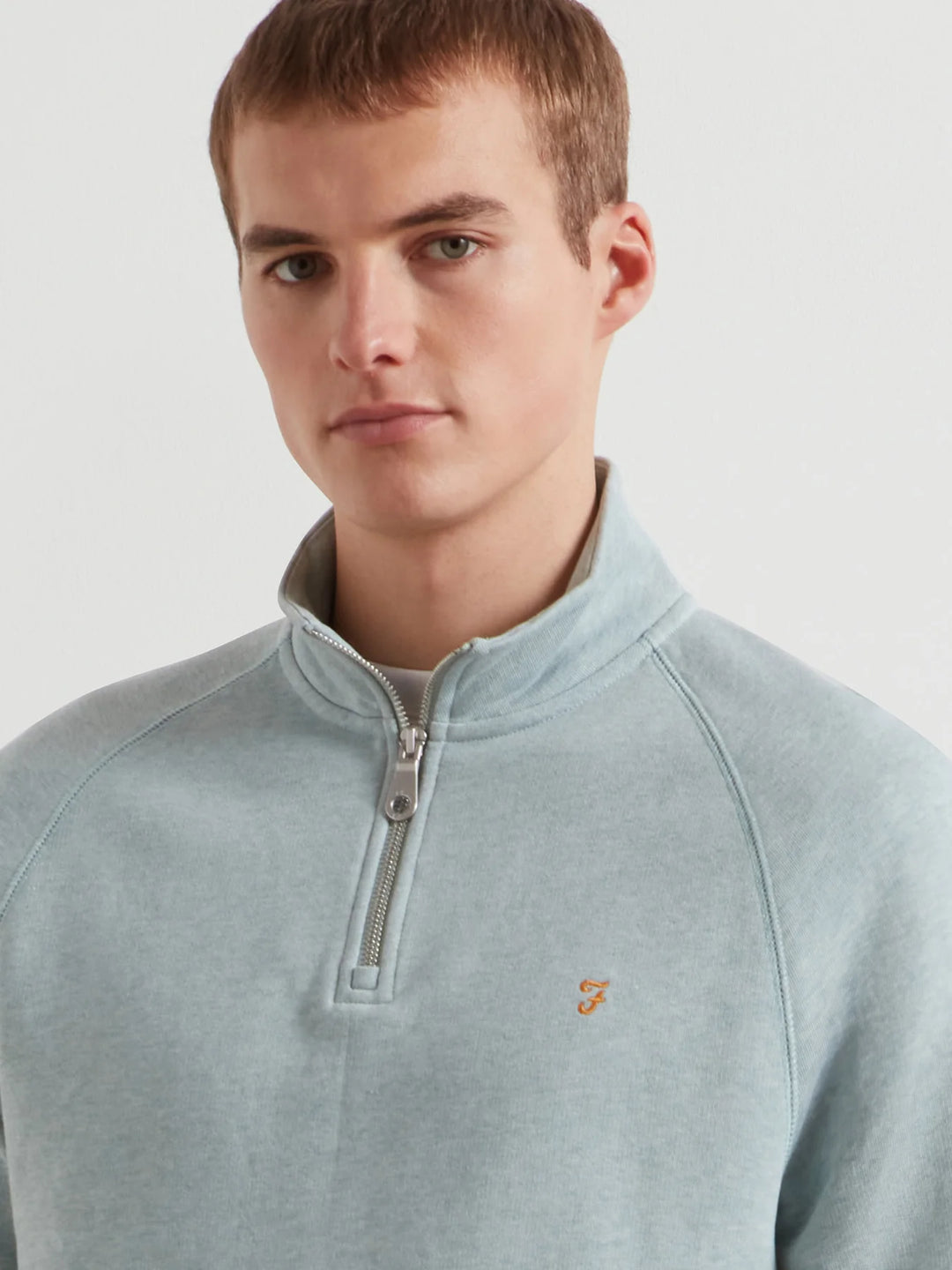 FARAH JIM 1/4 ZIP - GREEN MIST MARL