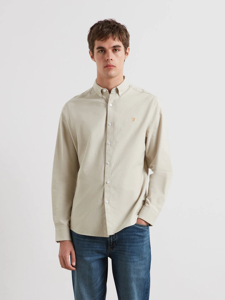 FARAH BREWER LS BD - WHITE SMOKE