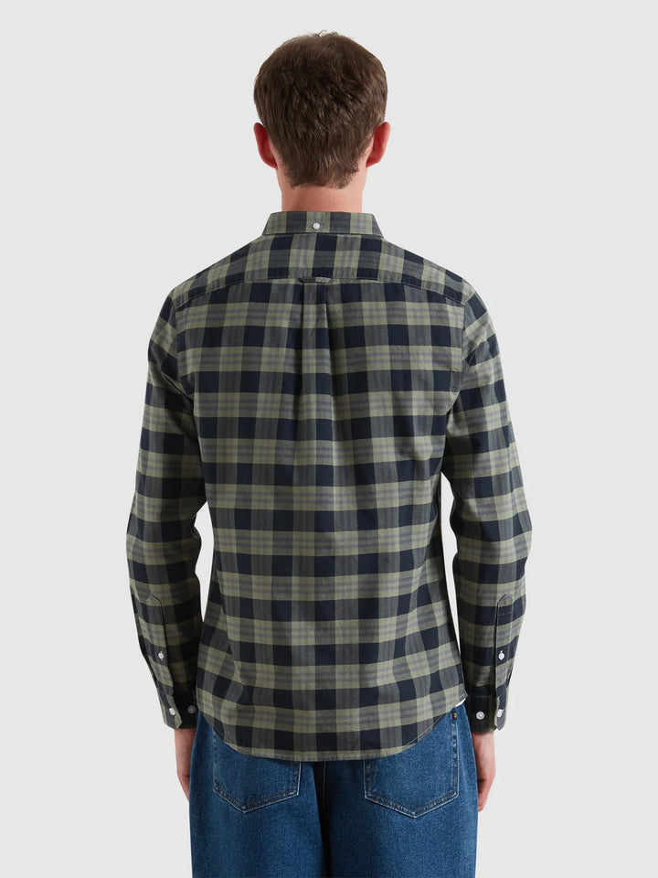 FARAH BREWER ORGANIC CHECK - TARRAGON GREEN