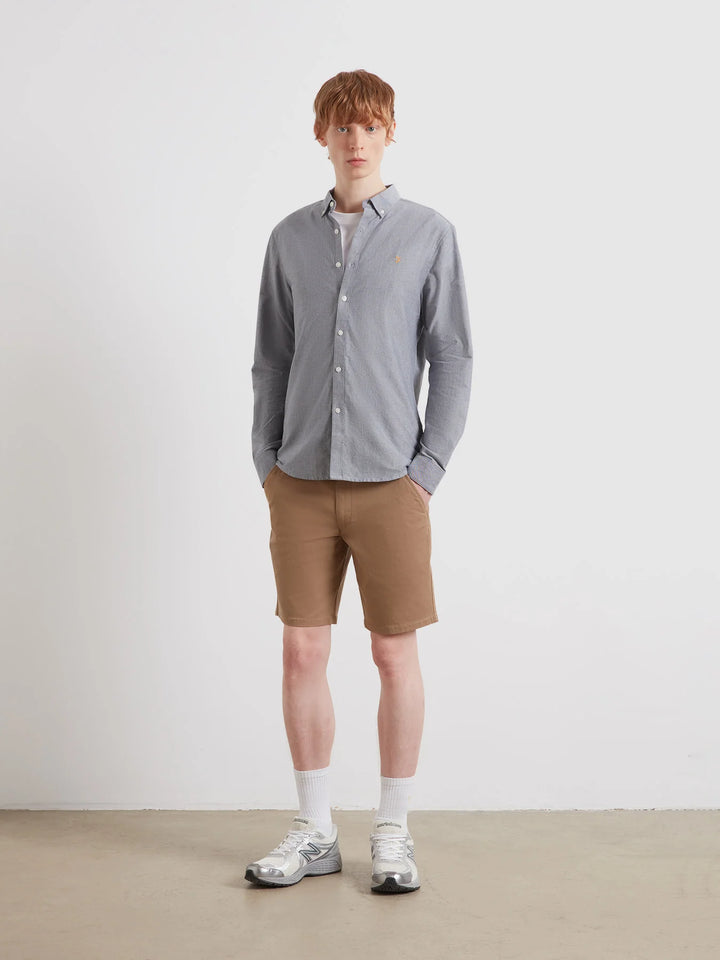 FARAH BREWER LS - WHITE/TRUE NAVY