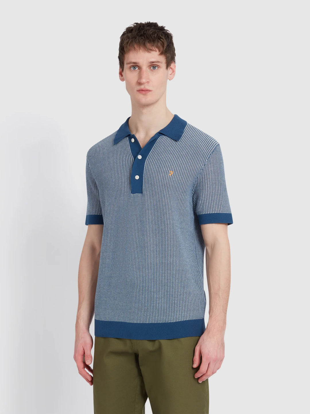 FARAH SANDFORD KNIT POLO - COLD METAL