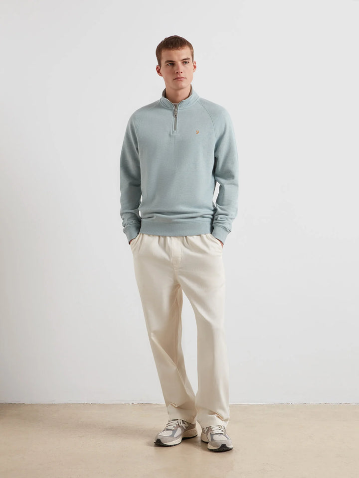 FARAH JIM 1/4 ZIP - GREEN MIST MARL