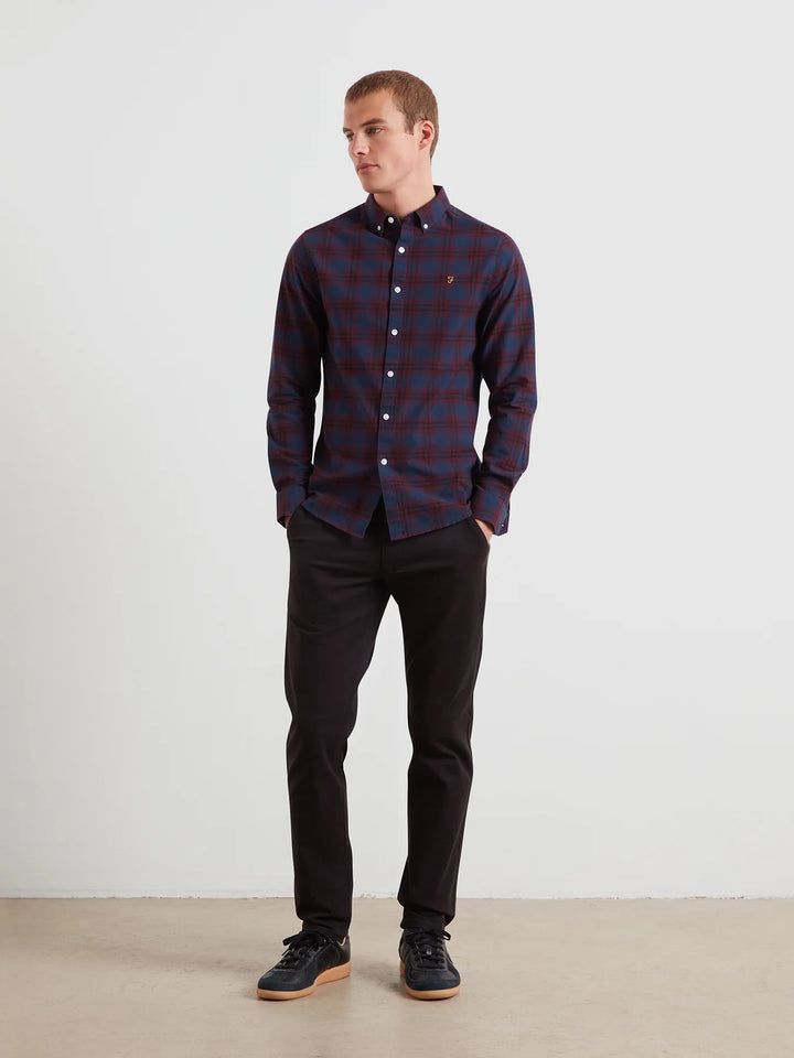 FARAH BREWER CHECK - BORDEAUX