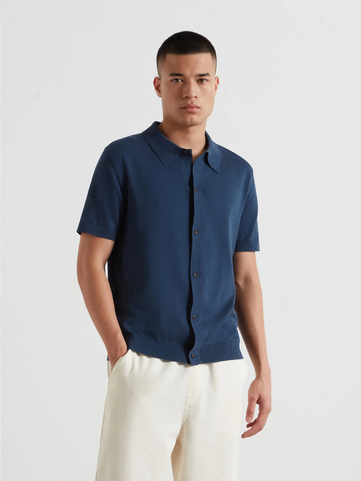 FARAH POPLAR KNITTED SS POLO - AEGEAN BLUE