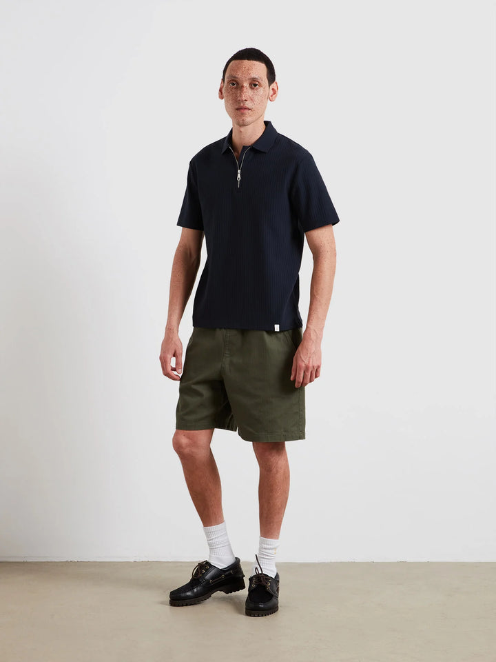 FARAH DOBSON SS ZIP POLO - TRUE NAVY