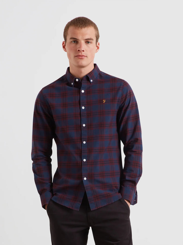 FARAH BREWER CHECK - BORDEAUX