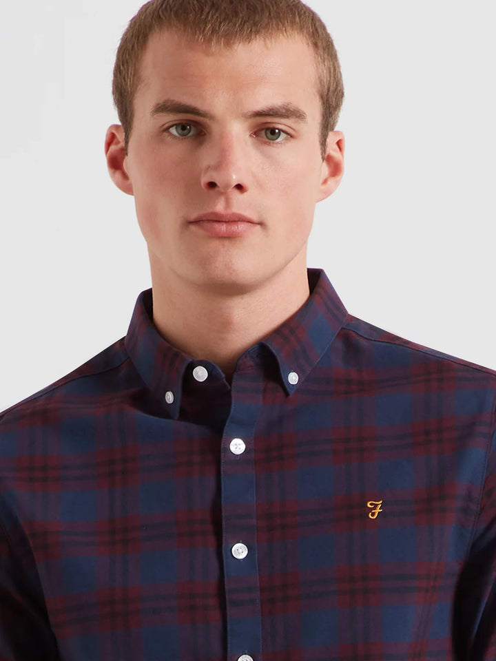 FARAH BREWER CHECK - BORDEAUX