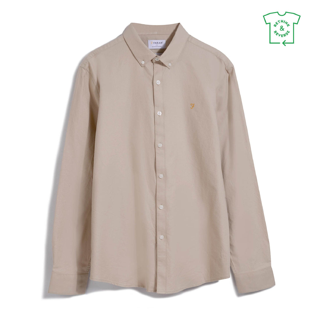 FARAH BREWER LS SHIRT - STRAW BEIGE