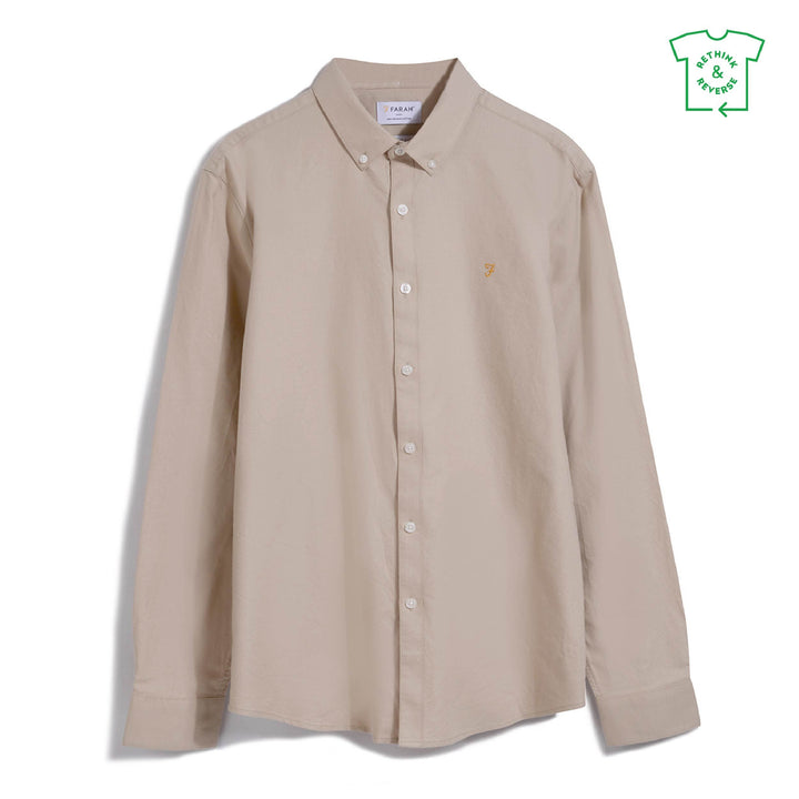 FARAH BREWER LS SHIRT - STRAW BEIGE