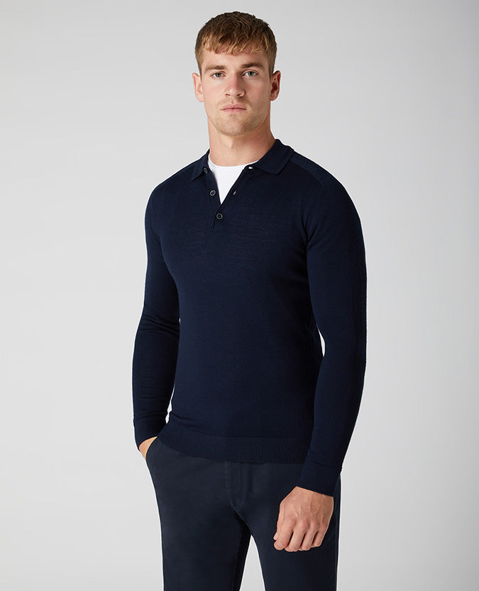REMUS LS KNITTED POLO - NAVY
