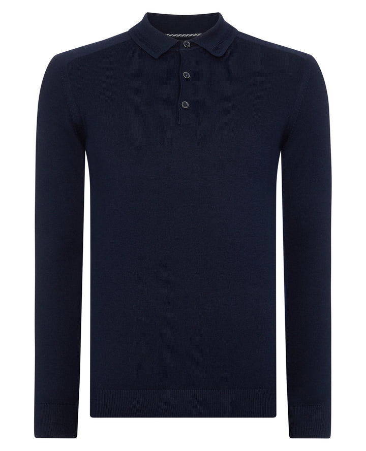 REMUS LS KNITTED POLO - NAVY
