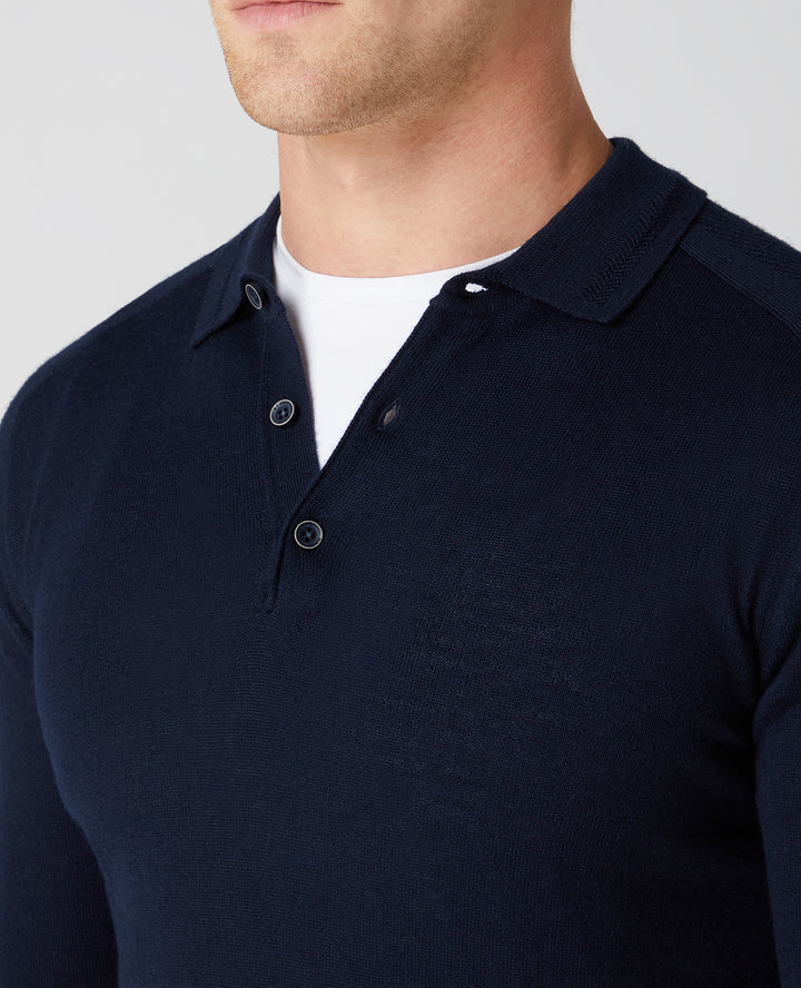REMUS LS KNITTED POLO - NAVY