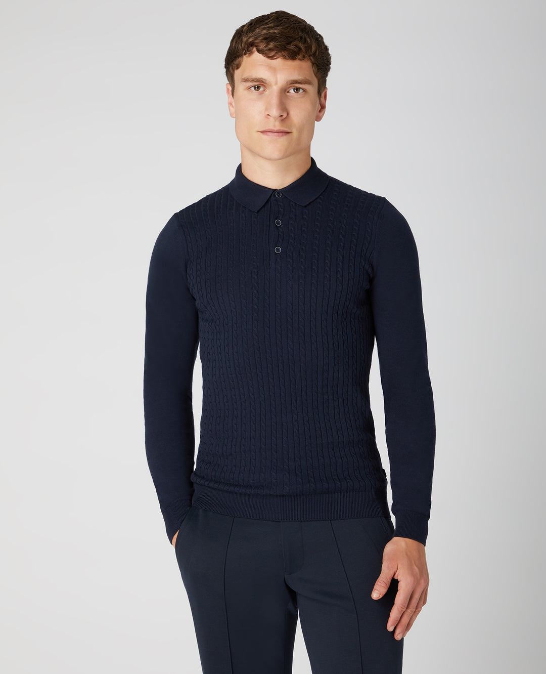 REMUS LS KNITTED POLO 58759 - NAVY