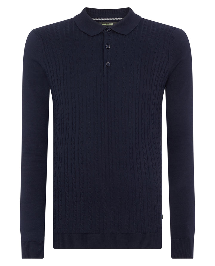 REMUS LS KNITTED POLO 58759 - NAVY